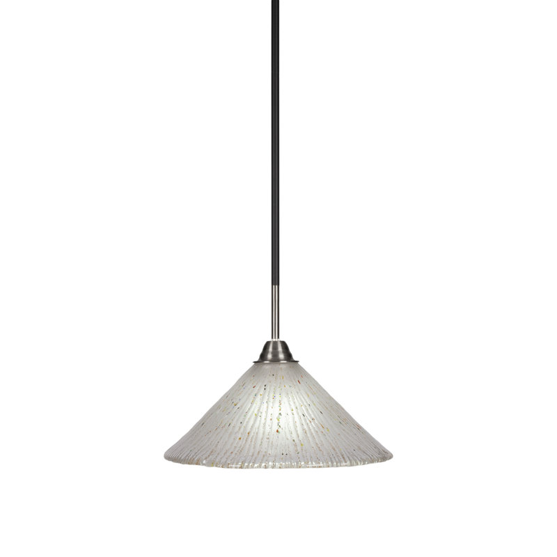 Luminaire suspendu en verre Averyon Paramount, Cristal givré, H 57,75 po x l 12 po x P 12 po, Noir mat / laiton
