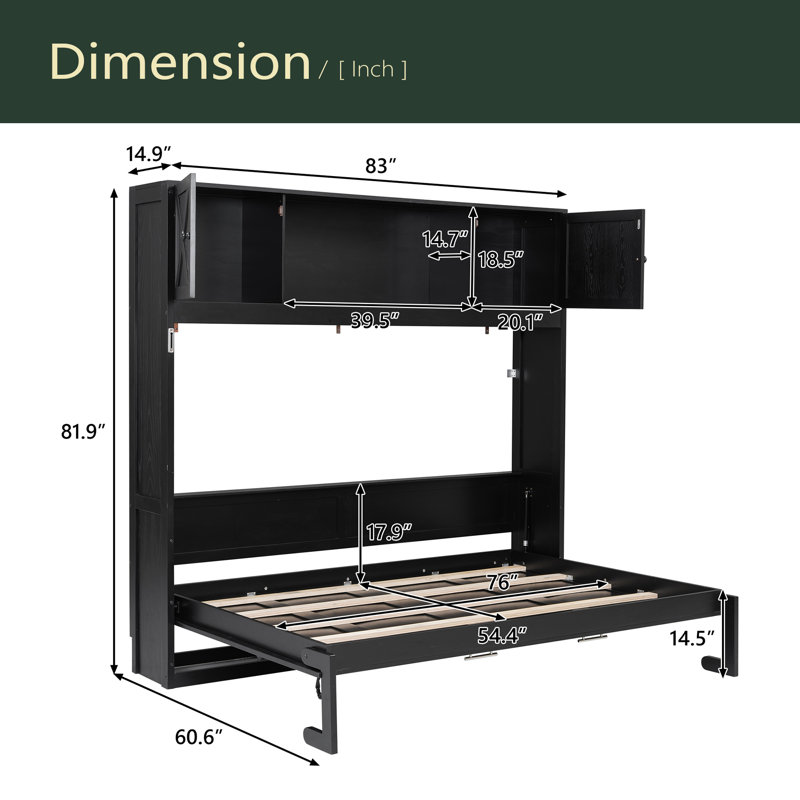 Lit escamotable double avec armoires de rangement