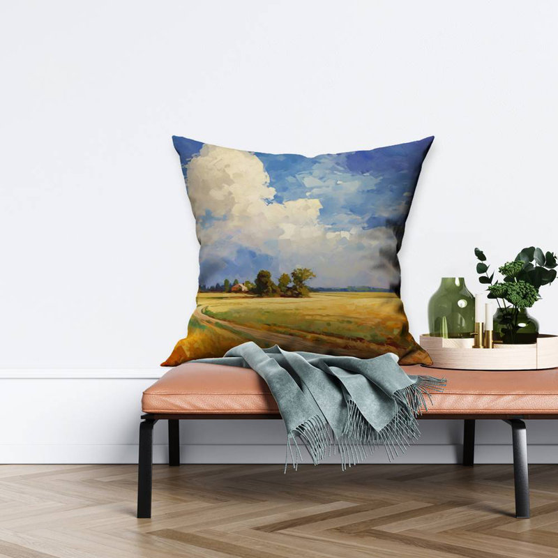 Country Day Yellow Poly Twill Throw Pillow - Home Decor – Poly Twill Throw Pillow with Insert, Double-Sided Print