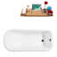 Baignoire de trempage sur pattes 66 "avec drain, pattes et plateau en bambou 66" Streamline-1831767469-1831767463