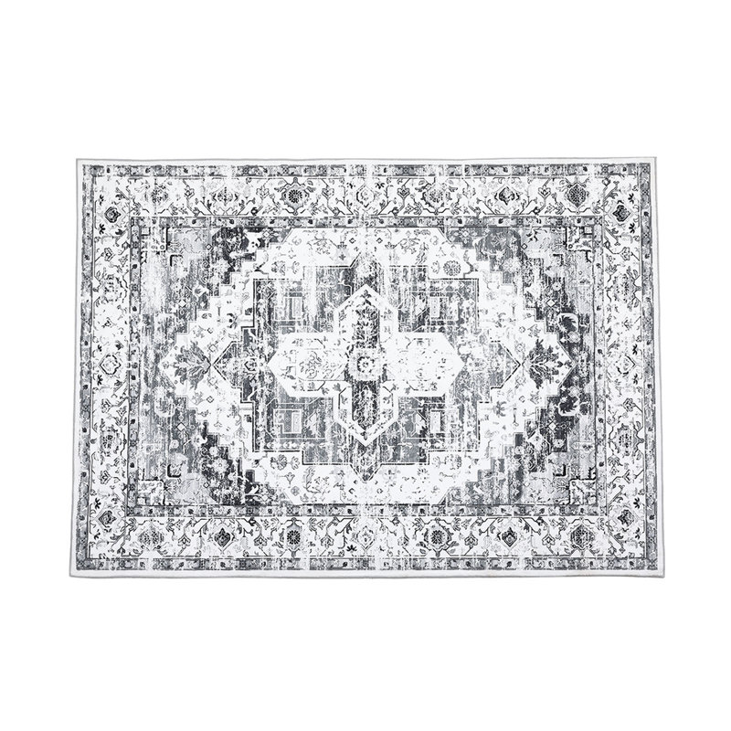 4'x6' Oriental Vintage Washable Area Rug, Non-Slip Thin Soft Carpet for Home Office, Gray, Rectangle 4' x 6', Gray