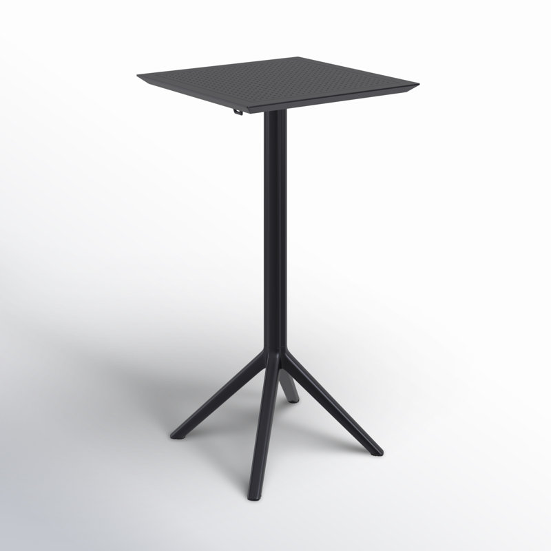 Farrah 23.6" W Square Foldable Resin Outdoor Bar Table, Black
