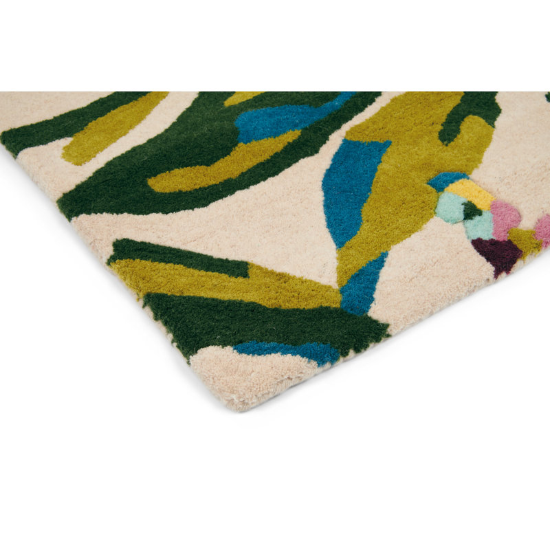 Floreale Wool Floral Area Rug in Pink/Purple/Ivory/Green, Rectangle 6'7" x 9'2"