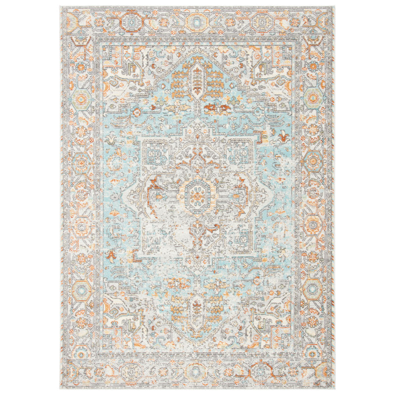 Tapis oriental turquoise / orange Fetterman, Rectangle 8 pi x 10 pi