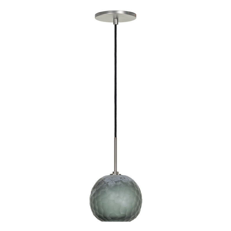 Luminaire suspendu sphérique unique / remarquable à 1 lumière Evisage VI, Nickel brossé, Fumée