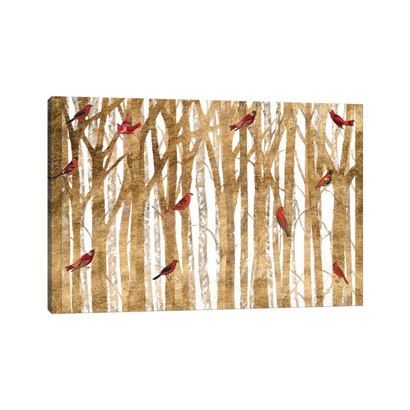 Red Bird Christmas Collection A by Studio W - Wrapped Canvas Gallery-Wrapped Canvas Giclée, 20.32 cm H x 30.48 cm W