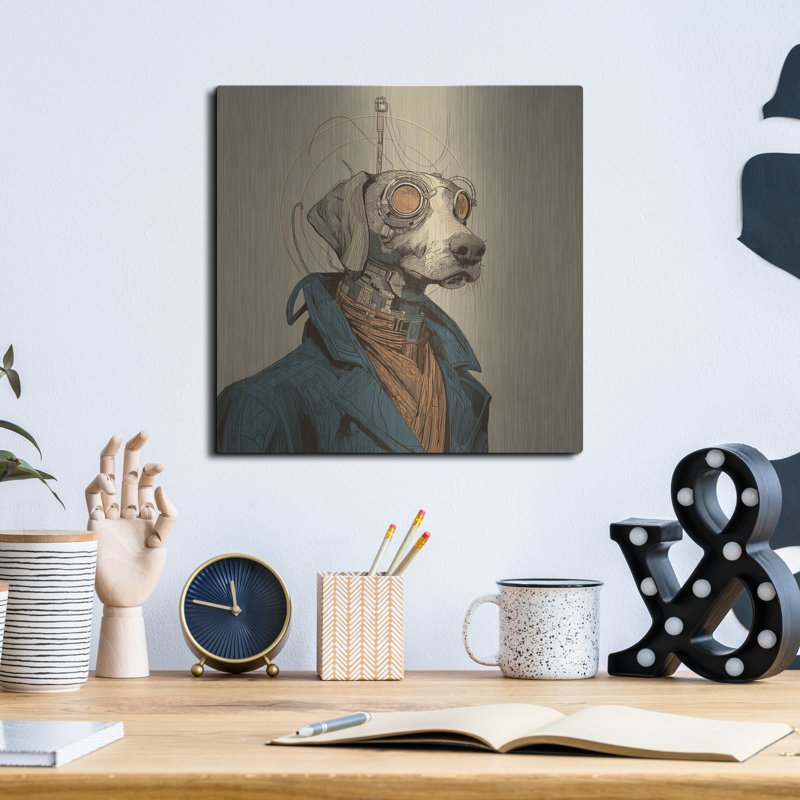  «Industrial Dog» par Ann Klee, art mural en métal, 12 po x 12 po, H 12 po x l 12 po