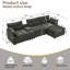 Canapé modulaire surdimensionné en L 119 po en velours côtelé avec 1 repose-pieds et console multifonctionnelle, canapé rembourré 4 places avec port USB et 2 porte-gobelets, facile à assembler pour le salon, gris