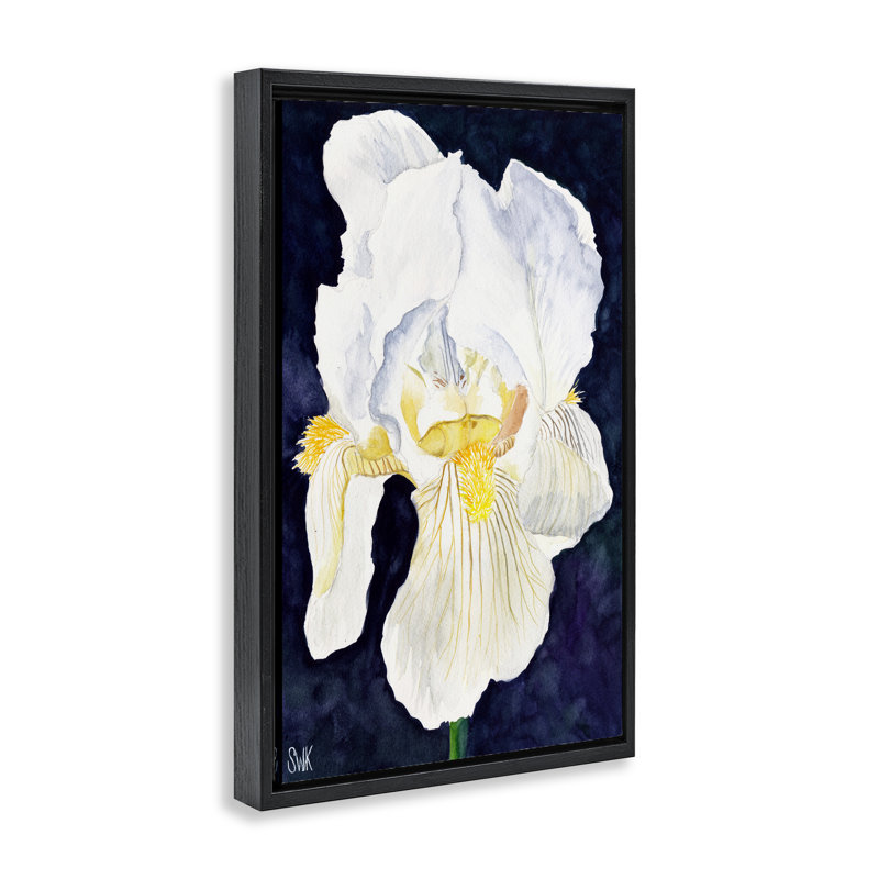 «Iris Petals Floater», art mural par Sarah Waldron Kimball, Cadre flottant noir de jais, H 25 po x l 17 po