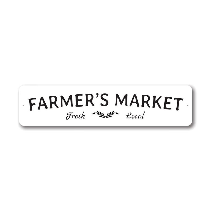 Farmer's Market Aluminum Sign, 6" H x 24" W x 0.06" D