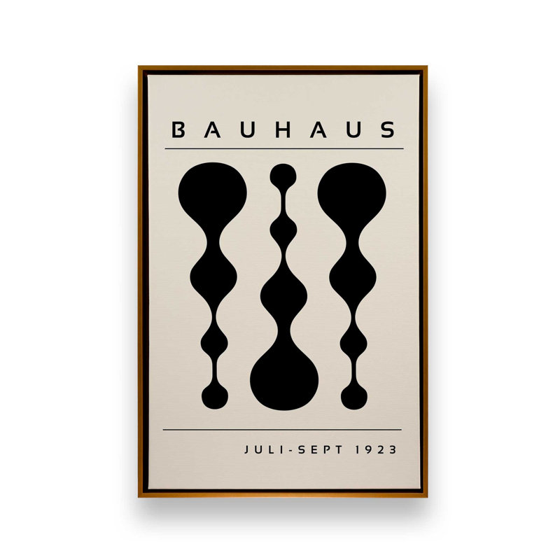 Bauhaus à géométrie liquide, H 36,75 po x l 24,75 po x P 1,75 po, Cadre flottant or poli