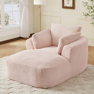 Fauteuil d'appoint méridienne en velours côtelé rayé de 115 cm, canapé-lit une place compressible
