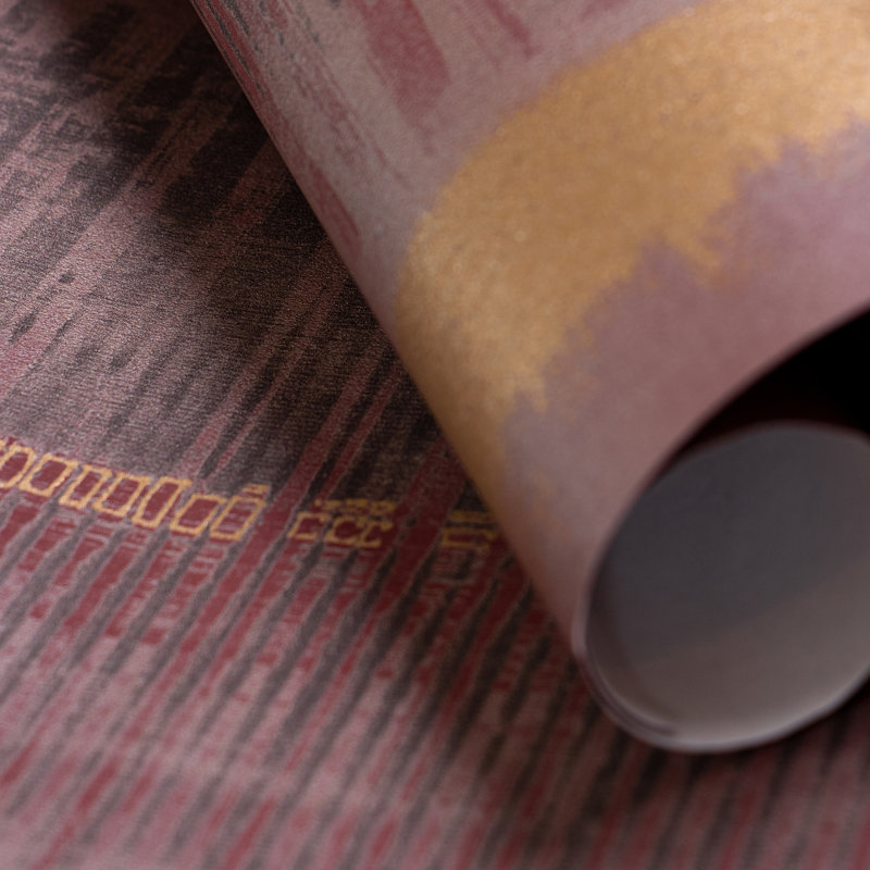 Adonea Hermes Smooth Metallic 33' L x 21" W Wallpaper Roll, Ruby Red