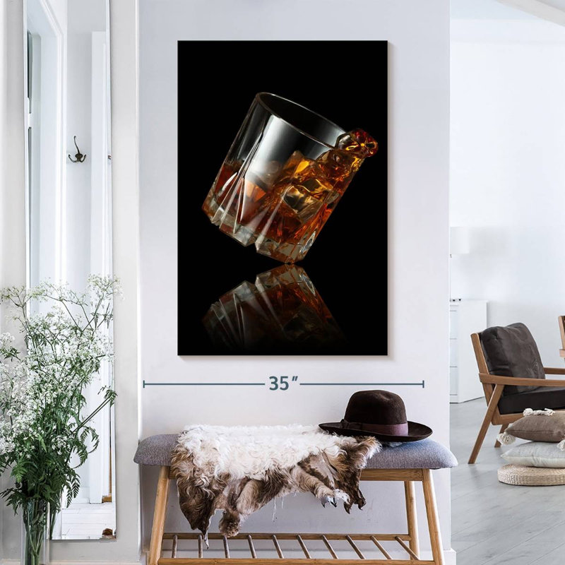 Whiskey Glass Reflection Canvas Print, 39" H x 26" W x 1.25" D