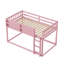 Lit superposé bas simple au-dessus de simple, lit superposé au sol avec échelle, lit superposé simple en bois massif pour enfants et enfants, rose-445064490