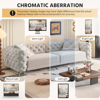 3-in-1 Convertible Sleeper Sofa with Deep Seat, Button Tufted Design, and Movable Ottoman for Versatile Use in Small Spaces