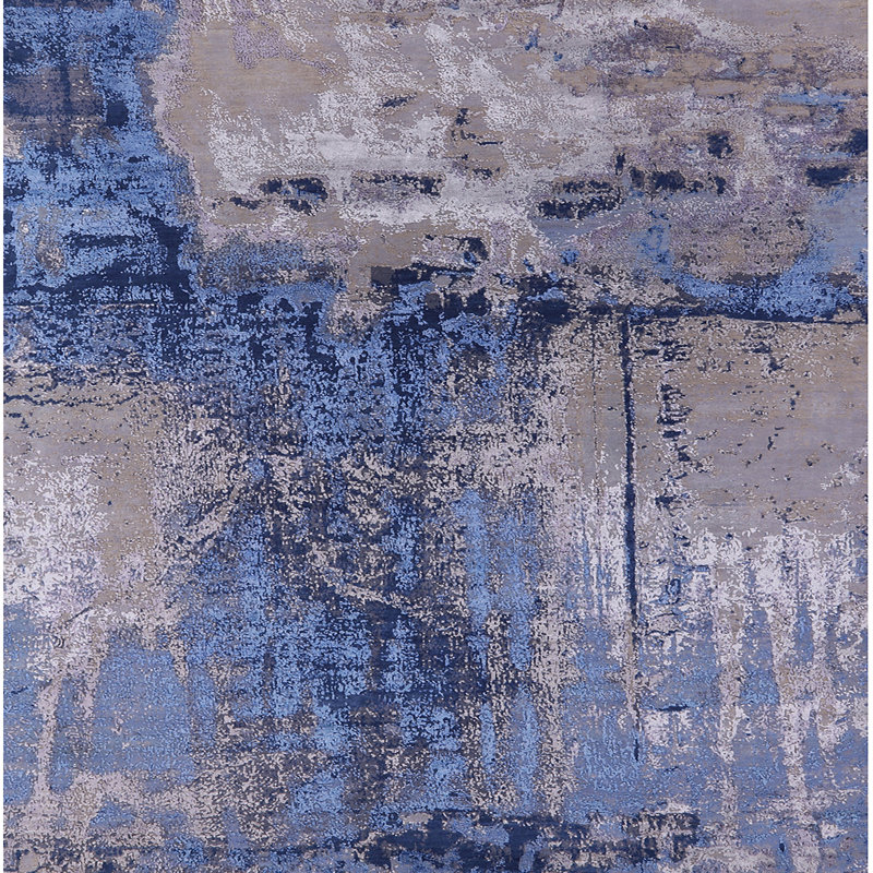 Tapis bleu / gris Brodi, Carré 5 pi