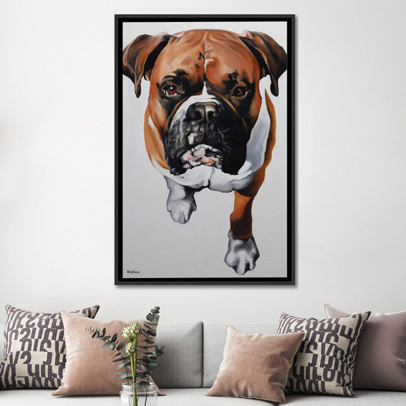 «Boxer», reproduction sur toile tendue, H 60 po x l 40po x P 1,5 po, Toile avec cadre noir, Pas de tapis