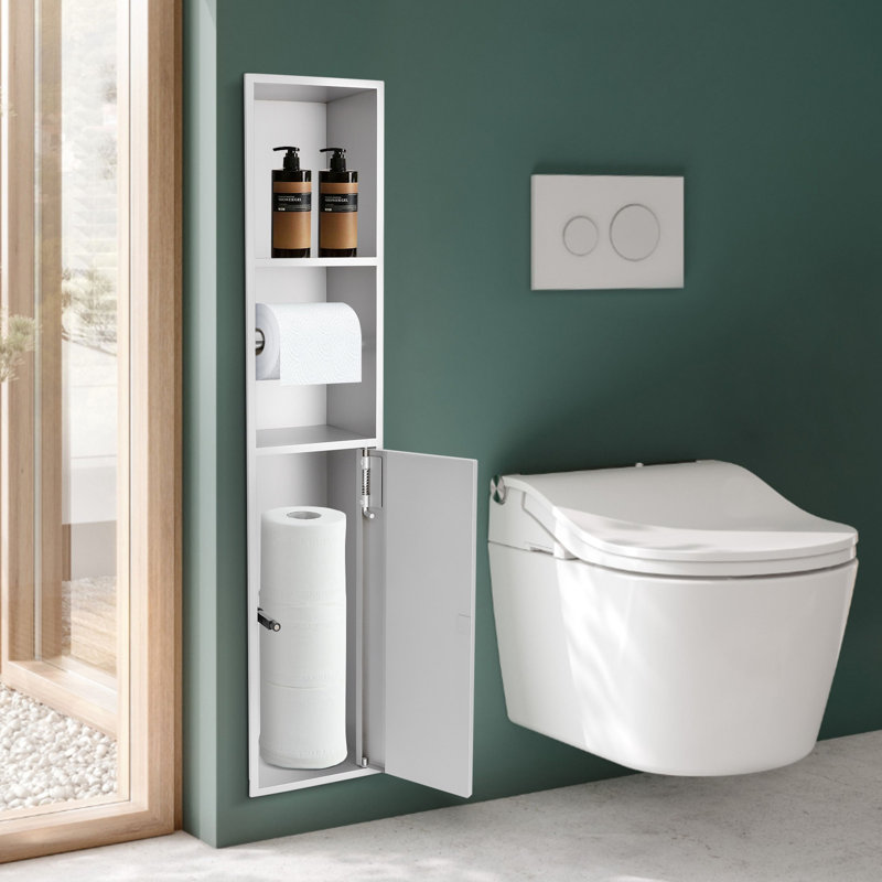 Porte-papier hygiénique encastré 32,28 po Modern, Argent argent