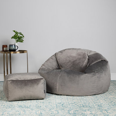 Kingston Velvet Bean Bag and Square Footstool
