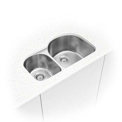 SleekSteel 31 in. x 20 in. 18 Gauge Stainless Steel Undermount 40/60 Double Bowl Kitchen Sink