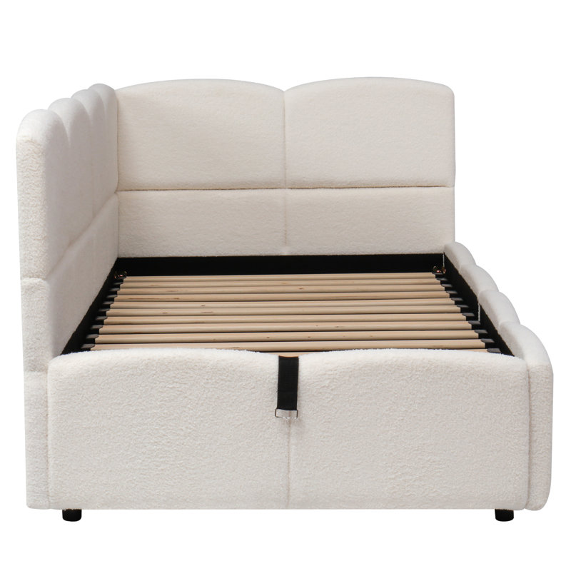Upholstered Ottoman Storage Bed, Beige