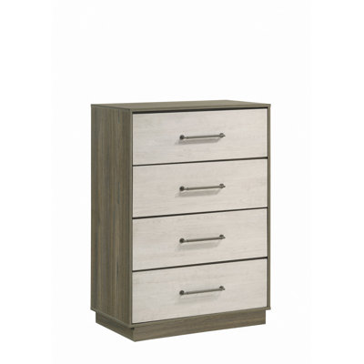 Gem Modern Style 4-Drawer Chest Made With Wood In Beige & Brown