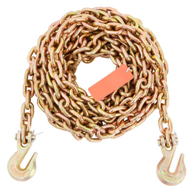Chaîne de transport robuste avec crochets G80 - Attache de chaîne de remorquage certifiée DOT de 5/16 po x 20 pi pour la construction et la Logistique