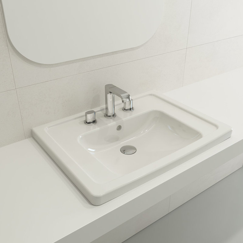Taormina 26'' L Bathroom Sink, White, Single-Hole