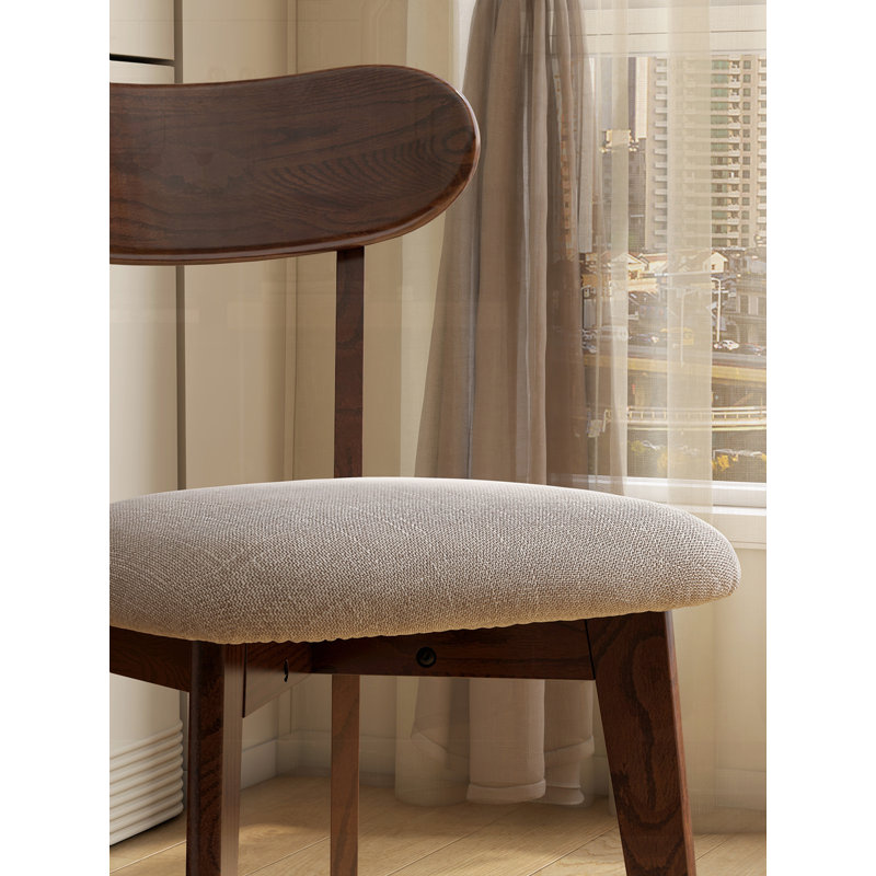Ensemble de 2 chaises de salle à manger, Brun, Beige
