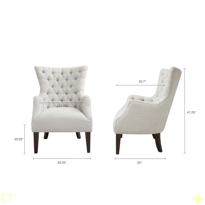 Fauteuil à oreilles capitonné Hannah