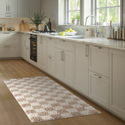 Abani Rugs LIS100A Natasha Beige and Ivory Checkered Shag Area Rug