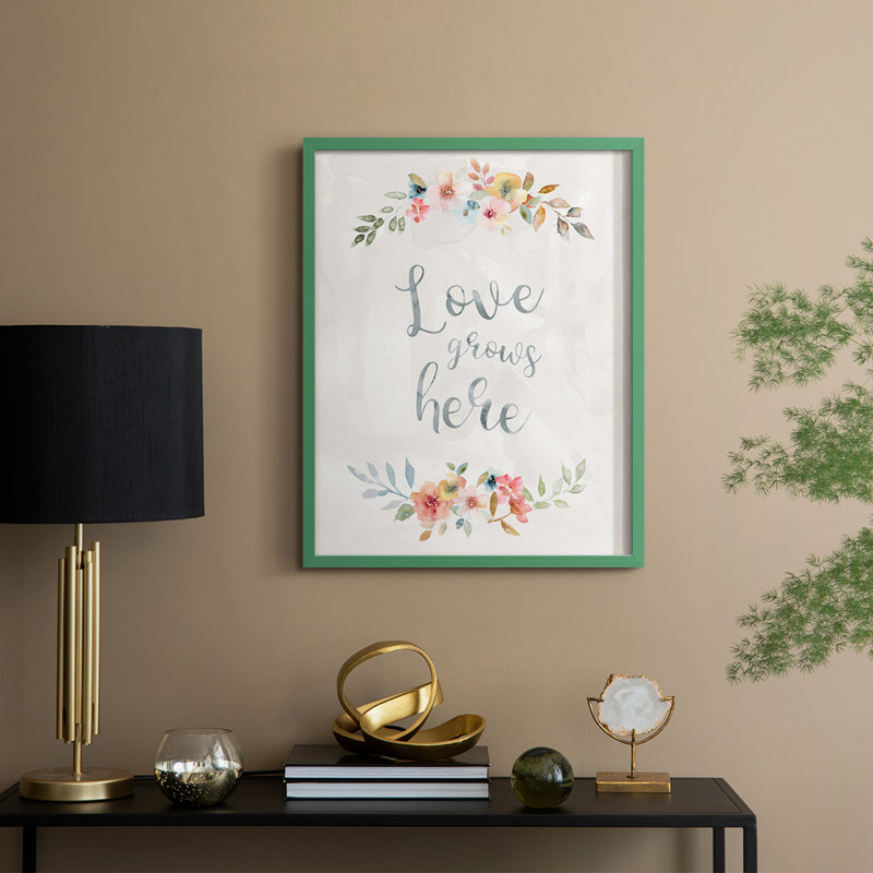«Floral Love», reproduction encadrée - bois massif, H 30 po x l 24 po, Vert