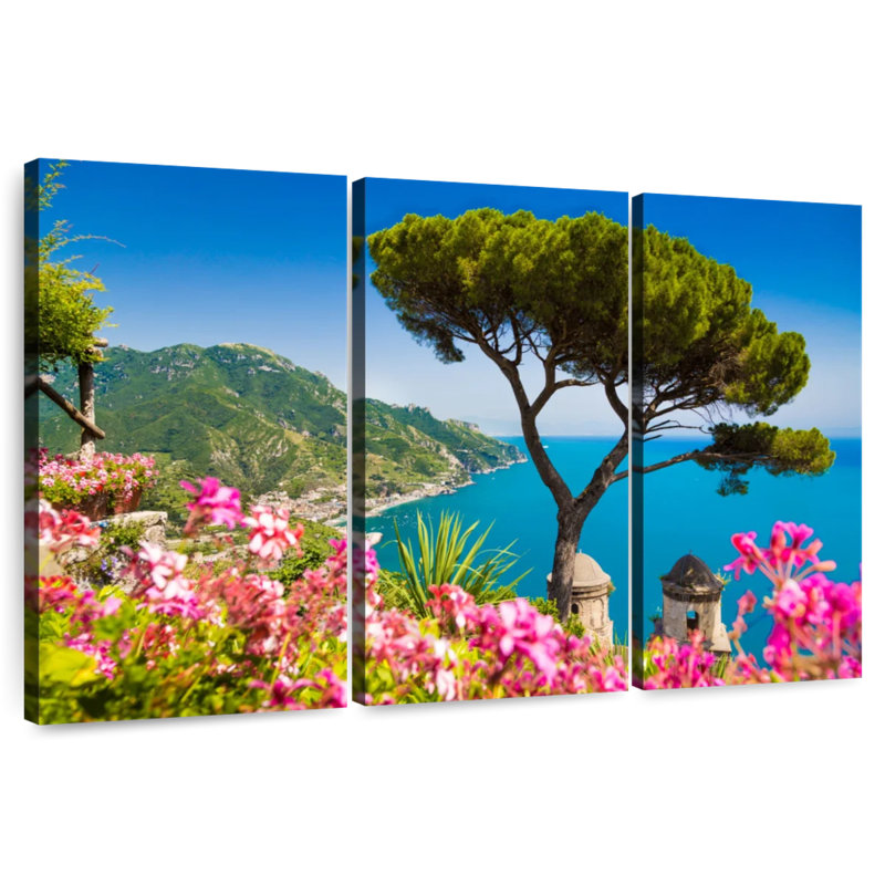 Scène de plage Gillard à la côte d'Amalfi, H 24 po x l 38 po
