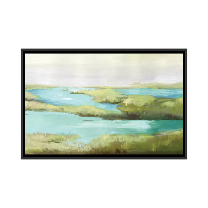 Paradis Perdus by Allison Pearce - Painting, No Mat, 40" H x 60" W x 1.5" D, Black Frame