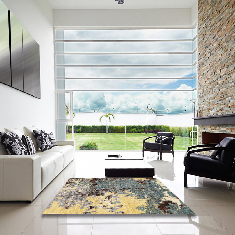 Tapis abstrait moderne et abstrait 2557, Carré 7 pi
