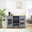 Cabinets, buffet de ferme moderne avec 2 tiroirs, portes en verre et amp; Support à vin | Bleu clair + chêne clair l 56,46 po | Panneau de fibres à densité moyenne | Cuisine