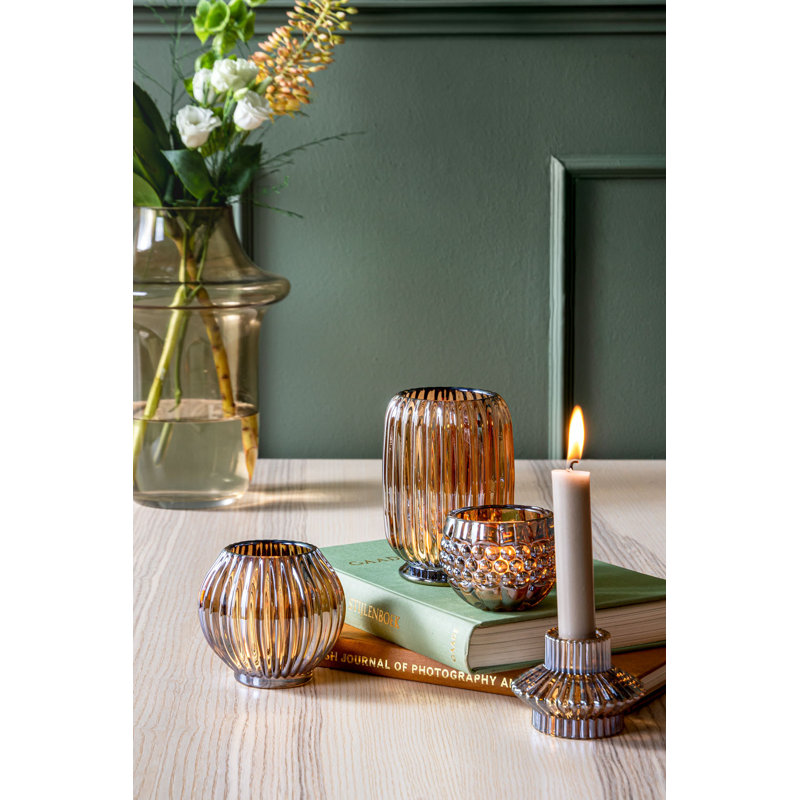 Glass Tabletop Votive Holder, Amber Brown