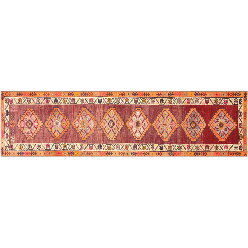 Runner One-of-a-Kind 2'9" X 10'6" 1960s Runner Wool Area Rug in Red