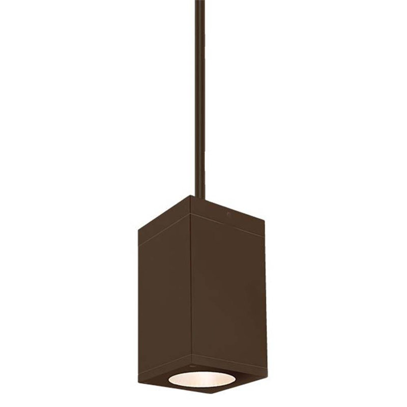 Luminaire suspendu d’extérieur 1 lumière del Cube, Faisceau large - 33 degrés, IRC 85 / 2700K, Bronze