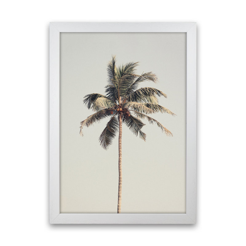 Palm Tree By The Beach by Victoria Frost - Print, White Framed, 88cm H x 64cm W x 3cm D