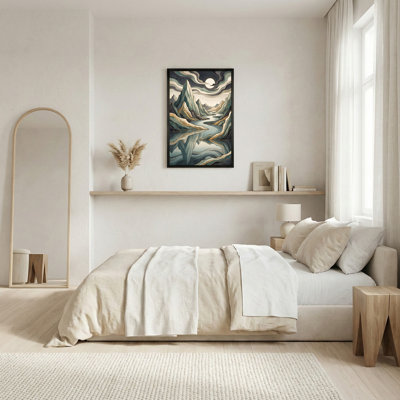 Art mural sur toile bleu sarcelle et doré