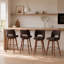 Tabouret de bar pivotant de 26 po avec support à oreilles et structure en bois massif pour îlot de cuisine (ensemble de 4, brun)-963055637