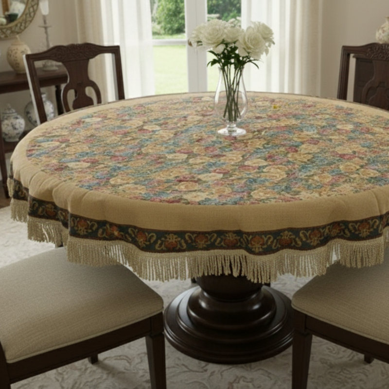 Tache Colorful Country Rustic Floral Morning Awakening Woven Tapestry Tablecloth, 59" L x 59" W