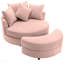 Fauteuil d'appoint rose pivotant à 360 degrés en tonneau pivotant avec repose-pieds et coussins de rangement