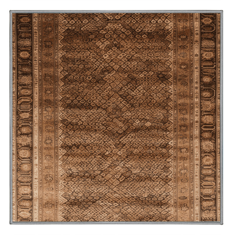 Tapis brun lavable à la machine, Carré 5 pi