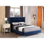 Lit rembourré relaxant bleu marine avec support lombaire au design élégant