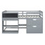Lit simple gris avec mezzanine basse, bureau roulant, tablette et tiroirs - Système de tablette d'ordinateur-707015441