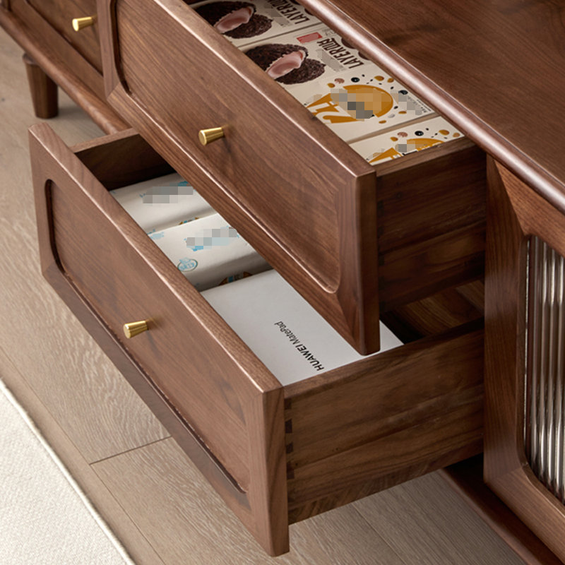 Meuble télé en bois massif de style américain rétro, 94.49"