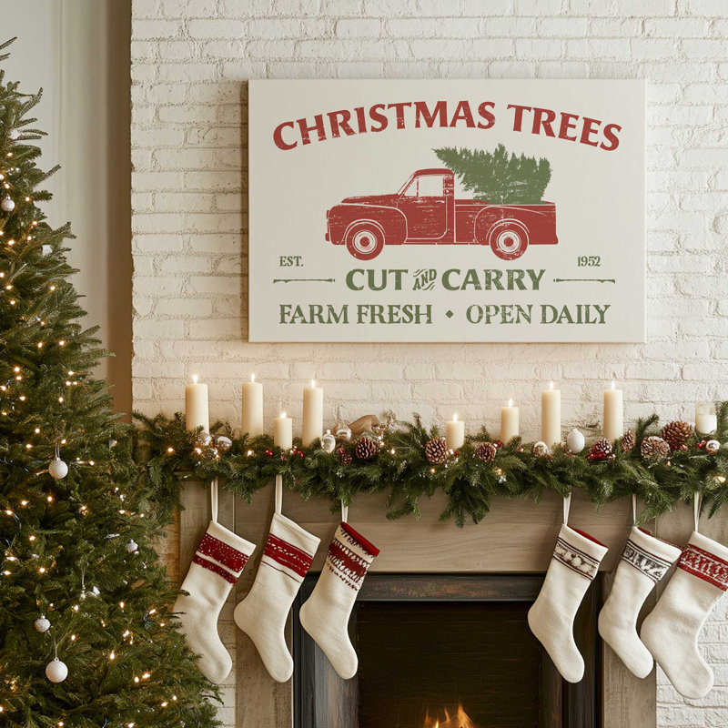 «Farm Fresh Christmas Trees», impression de signe, Toile tendue, H 32 po x l 48 po x P 1,25 po